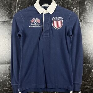 Polo Ralph Lauren Women's Blue Vtg RLFC USA Rugby Polo Shirt XS